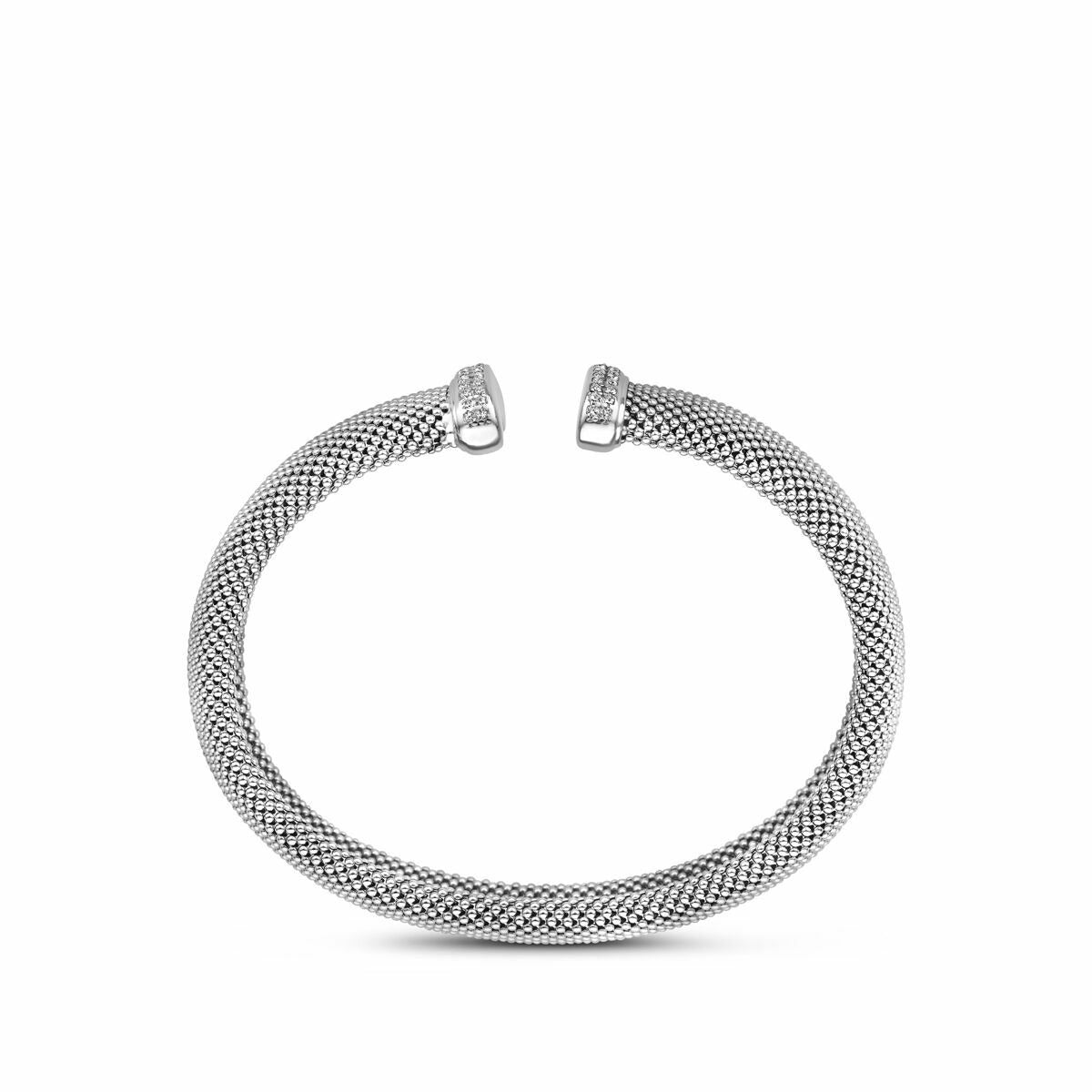 Pulsera de mujer de plata – pulsera rígida rodiada