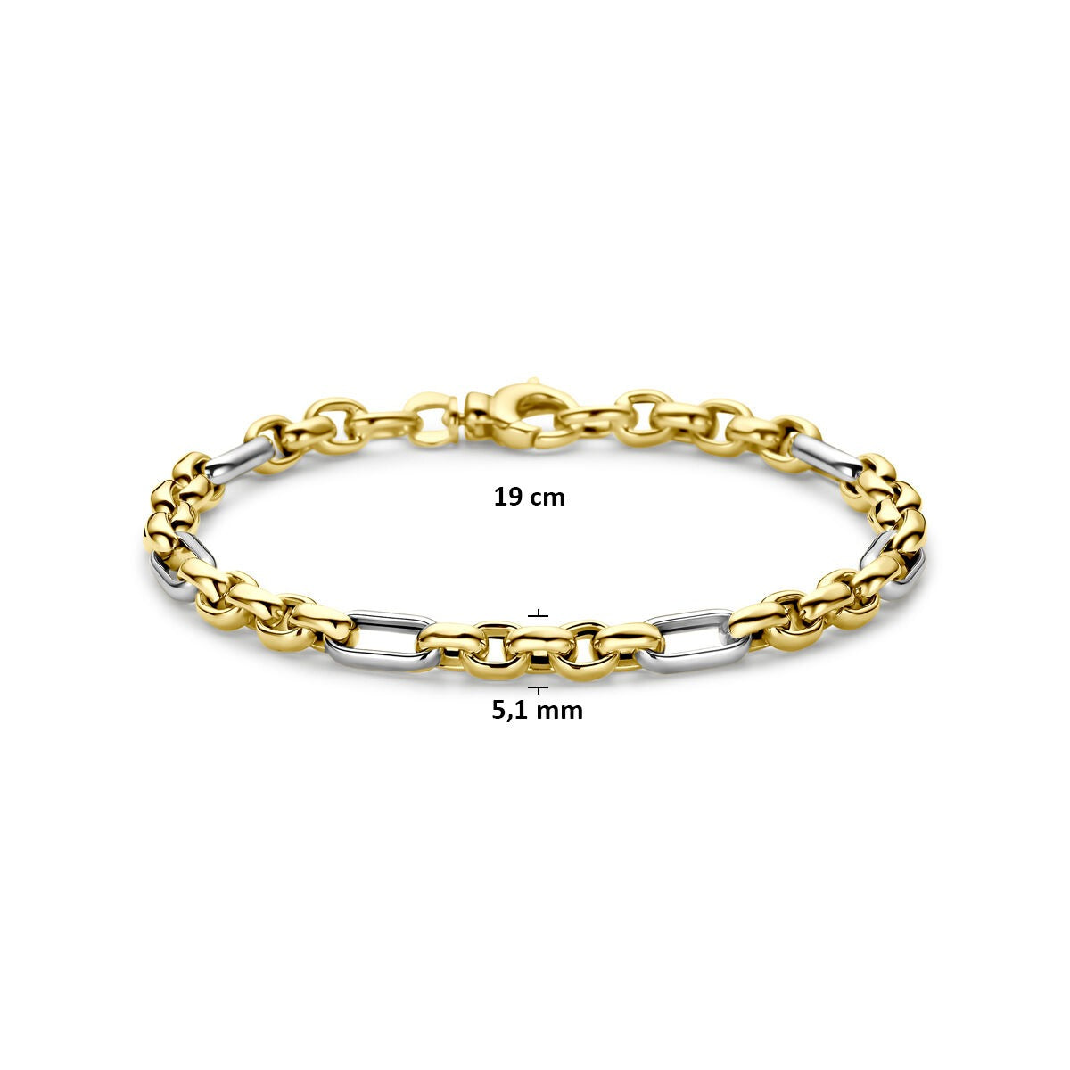 pulsera de ancla de oro bicolor de 14k