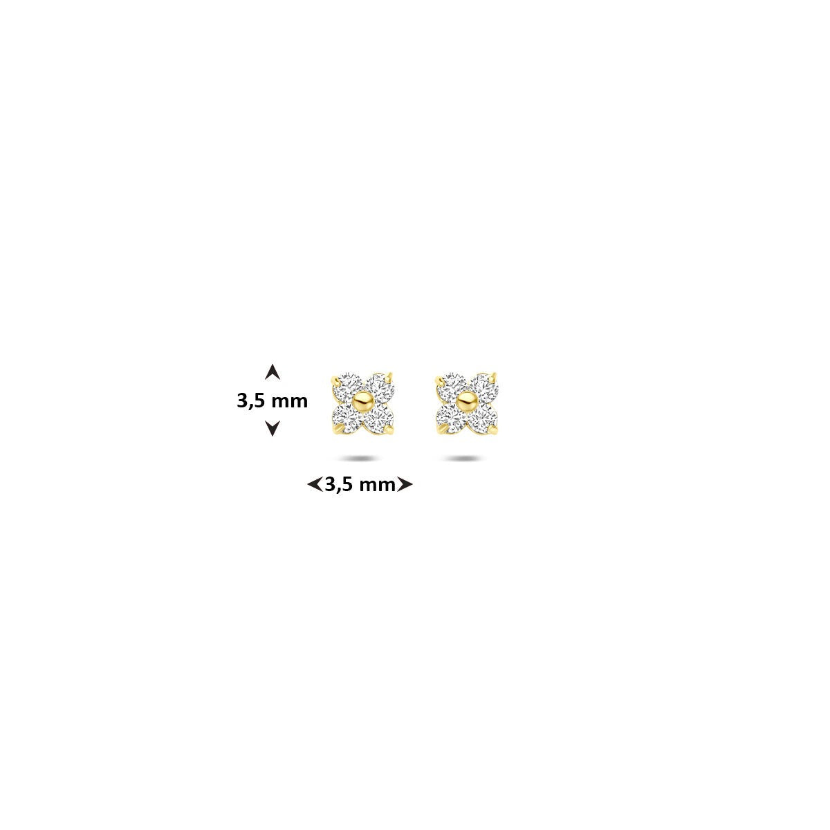 Pendientes de botón de oro con circonitas – 14k