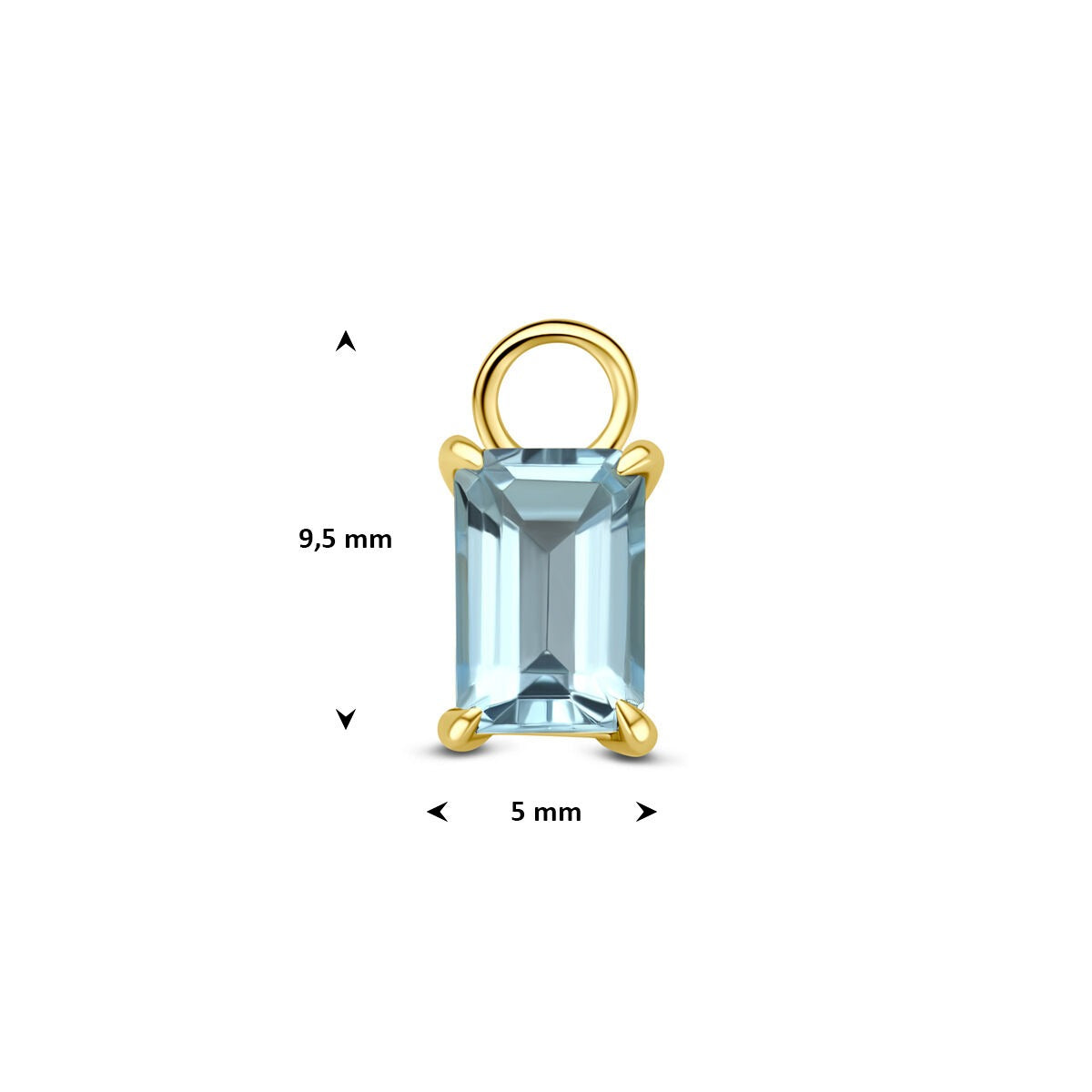 aro colgante de oro amarillo de 14k con topacio azul