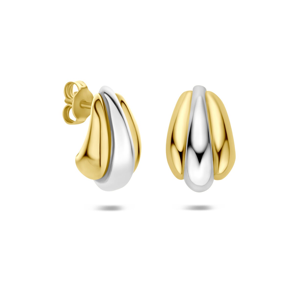 Pendientes de botón chapados en oro y rodiados de plata 925 16,5 x 10 mm