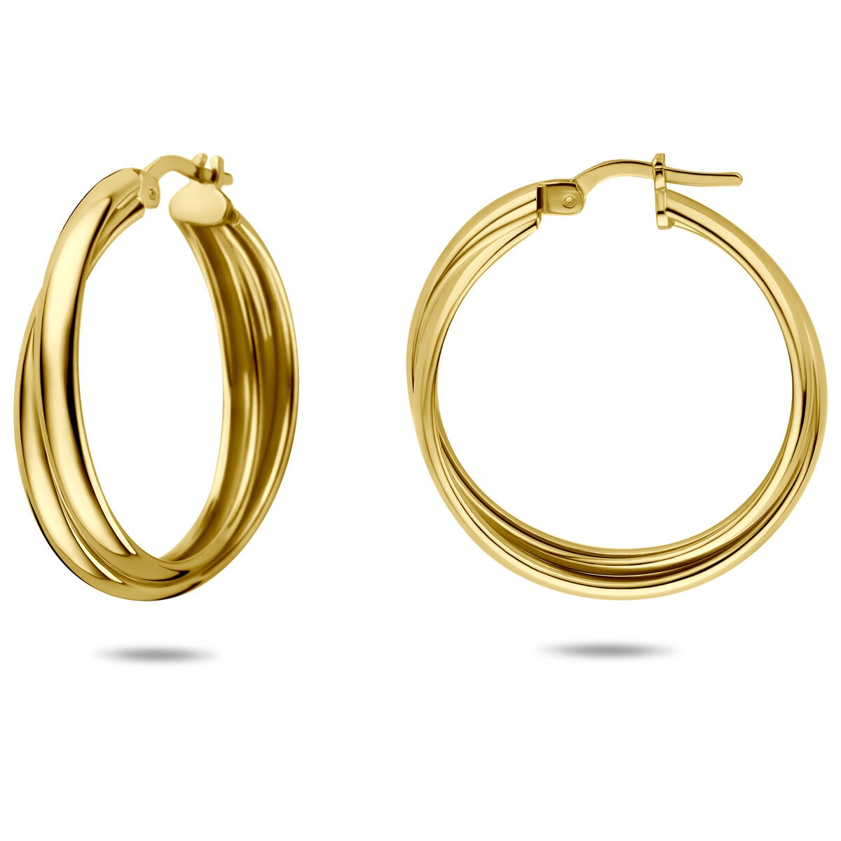 Aros chapados en oro amarillo de plata 925