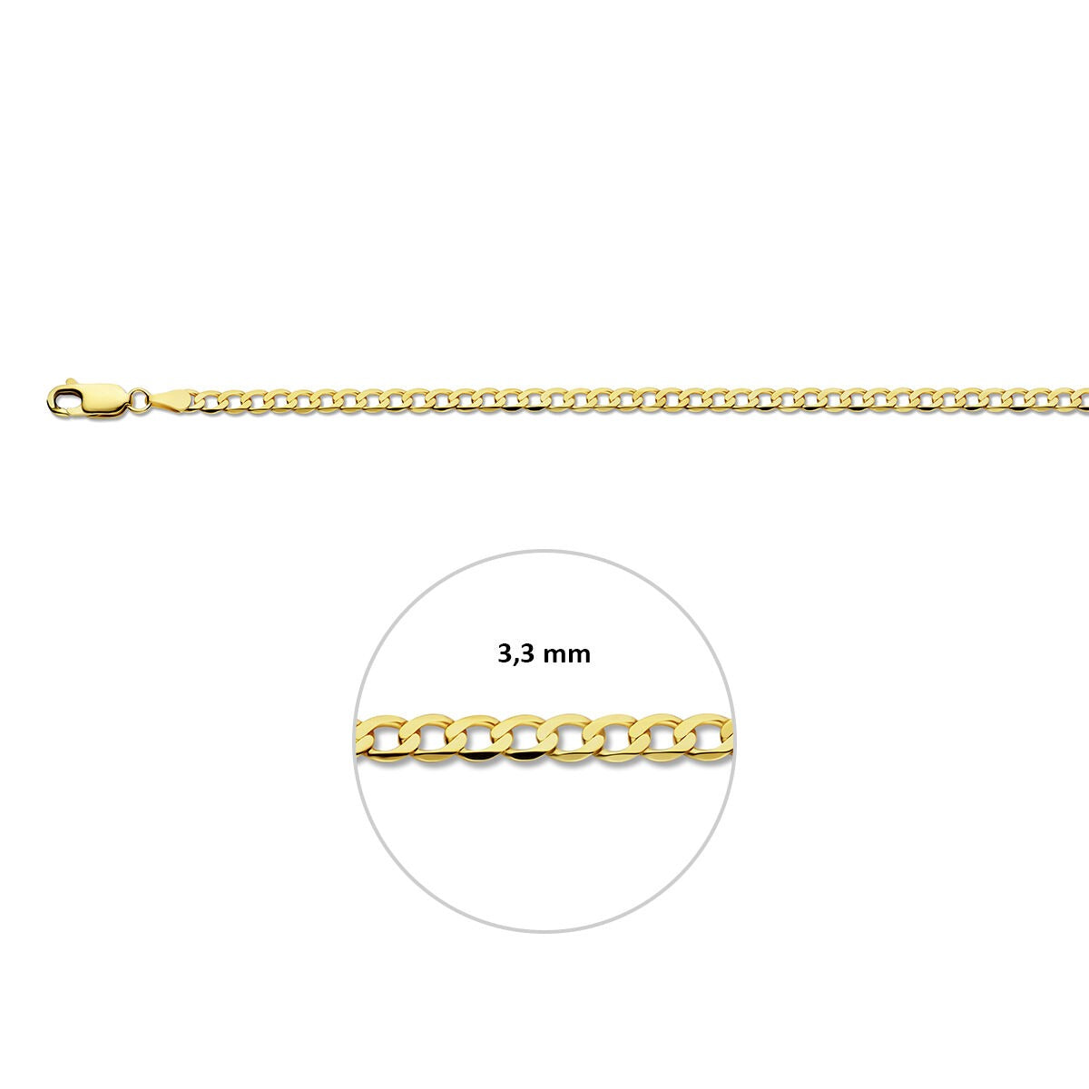 Pulsera de oro amarillo gourmet 3.3 mm