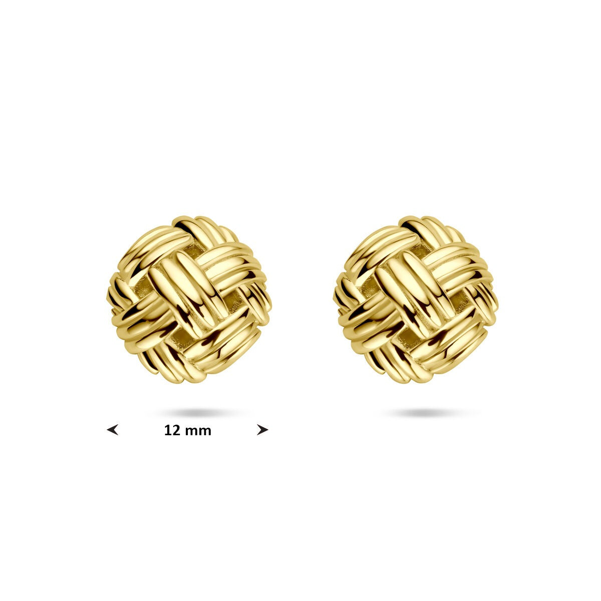 Pendientes de botón de oro amarillo 14k 12mm – Pendientes de mujer