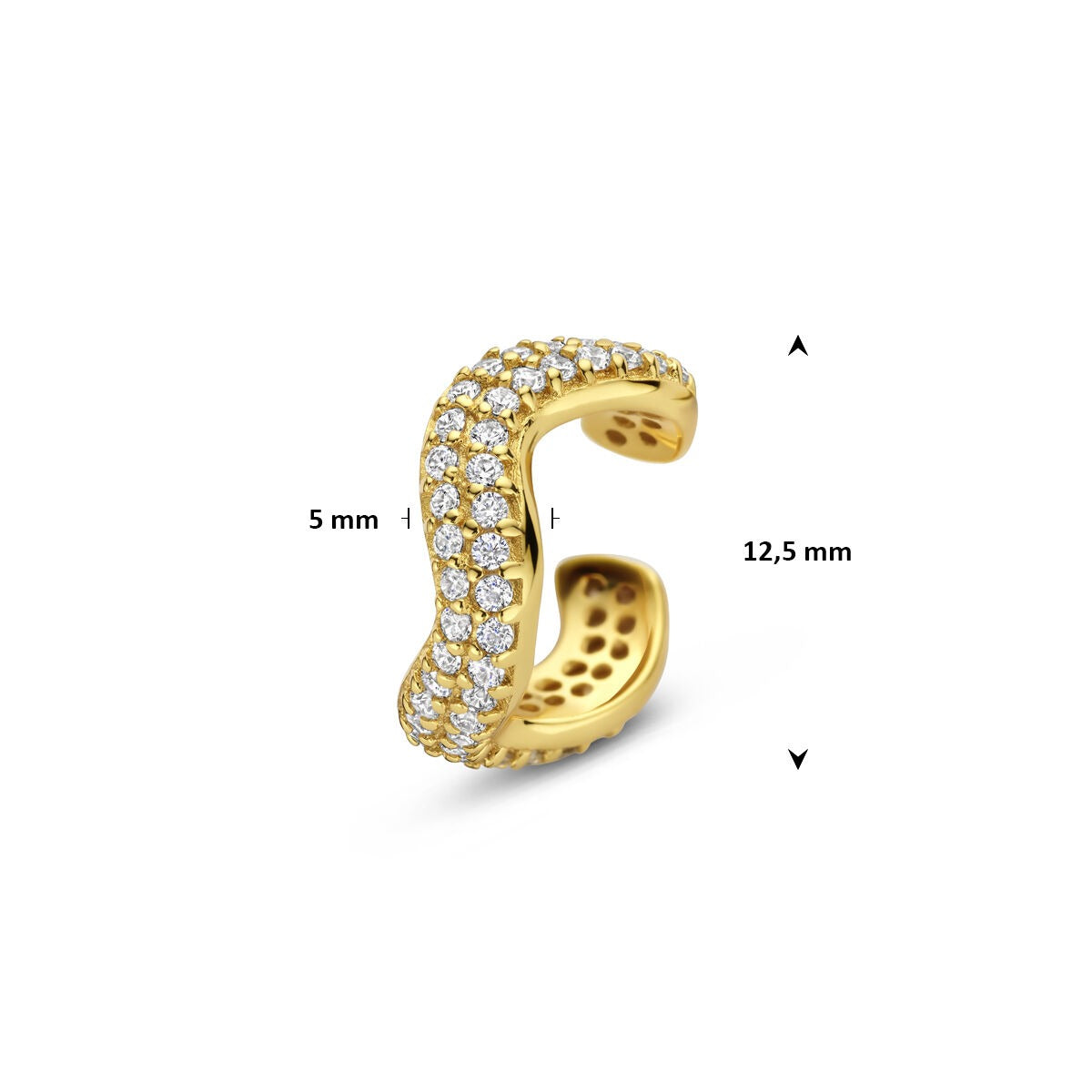 Ear cuff chapado en oro de plata con circonitas – detalle brillante sin perforación