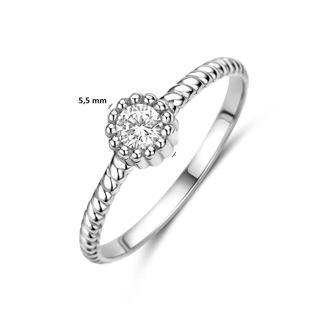 Gerhodineerde 925 zilveren ring met zirkonia