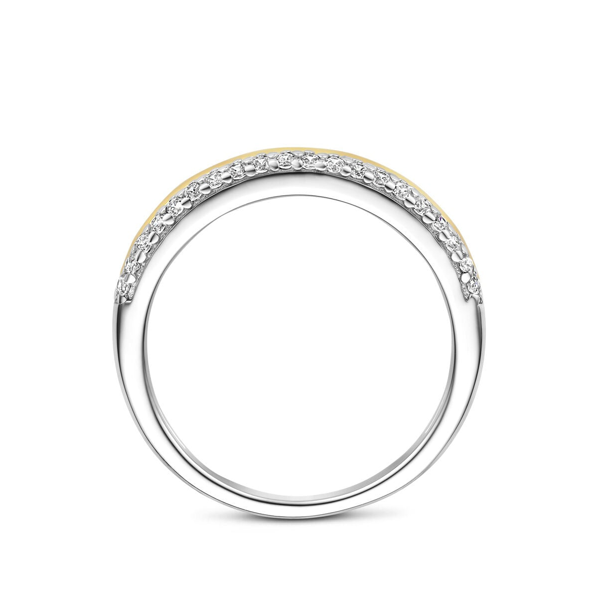 Anillo chapado en oro y rodiado de plata con circonitas