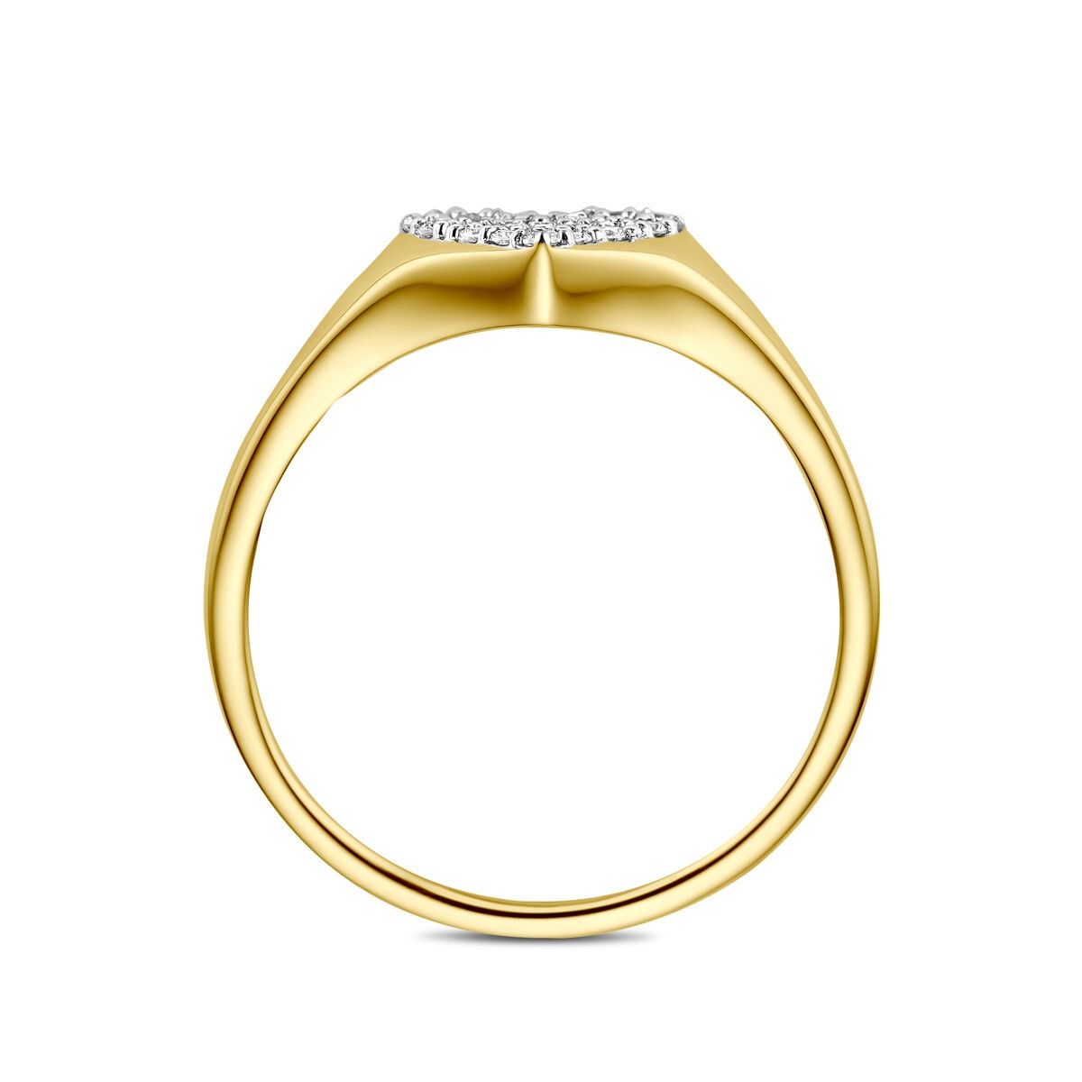 Anillo de oro amarillo de 14k con diamante cultivado en laboratorio de 0,12 ct