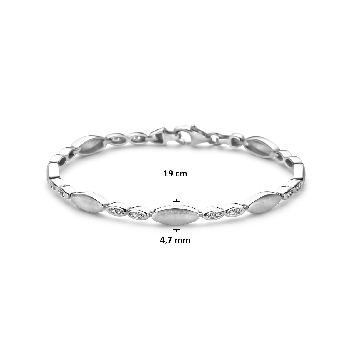 Pulsera de mujer de plata con circonitas rodiadas 4,7 mm 19 cm