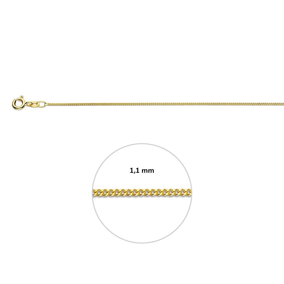 collar gourmette de oro amarillo de 14k – 1.1 mm