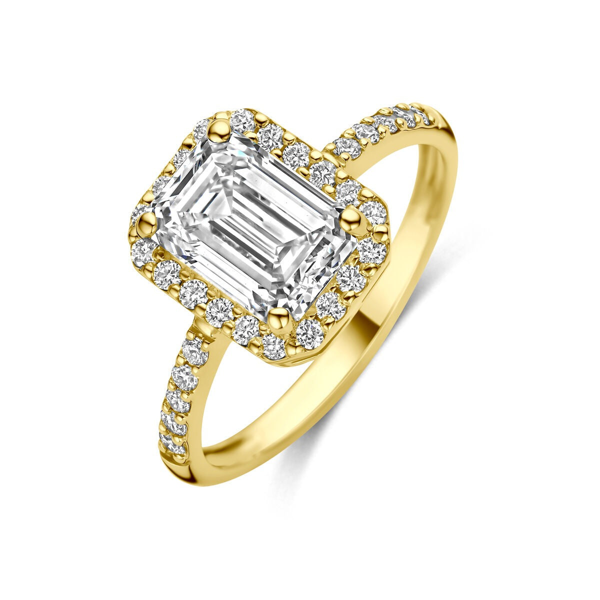 anillo de oro amarillo de 14k con diamante cultivado en laboratorio