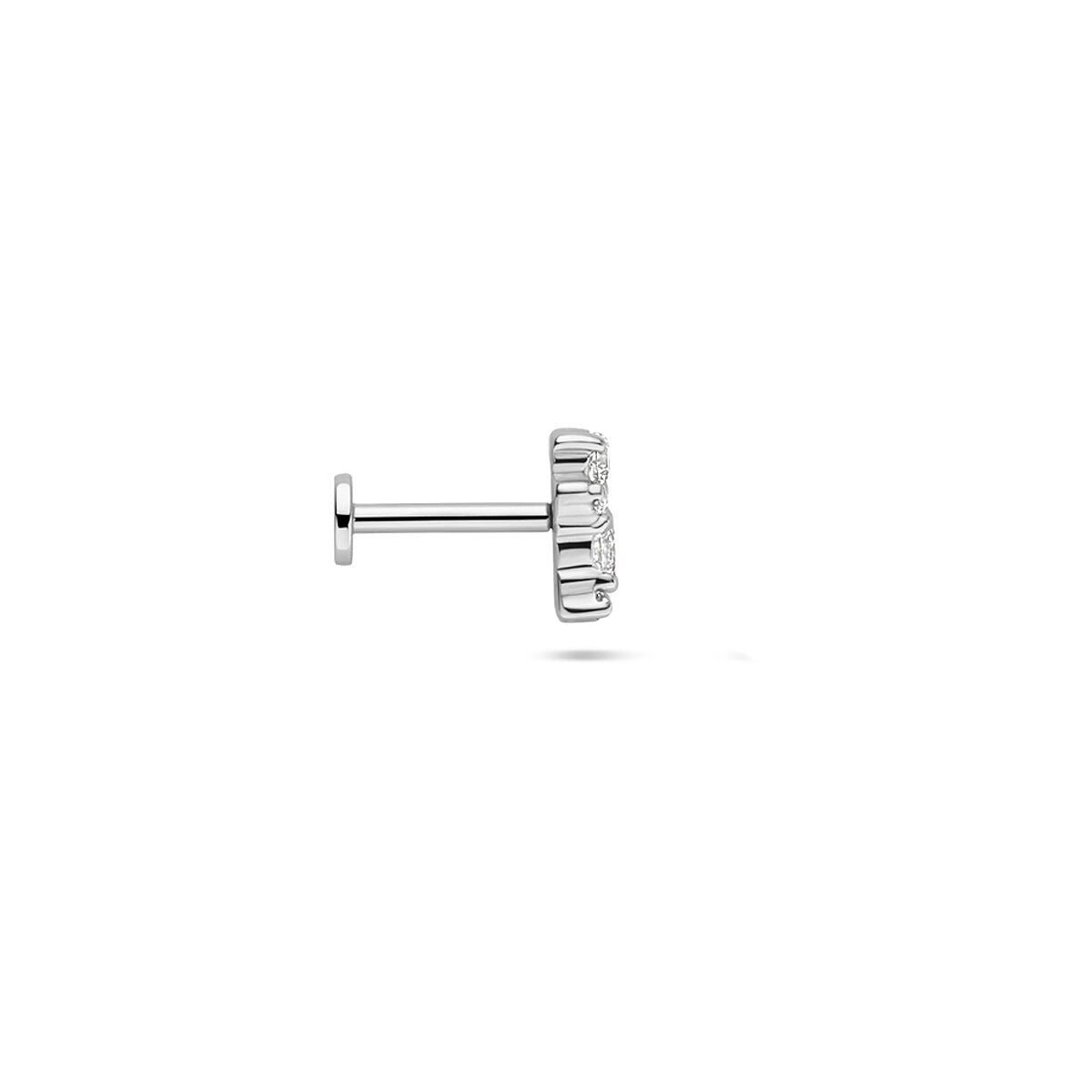 Piercing de plata rhodium con circonitas en engaste chatón