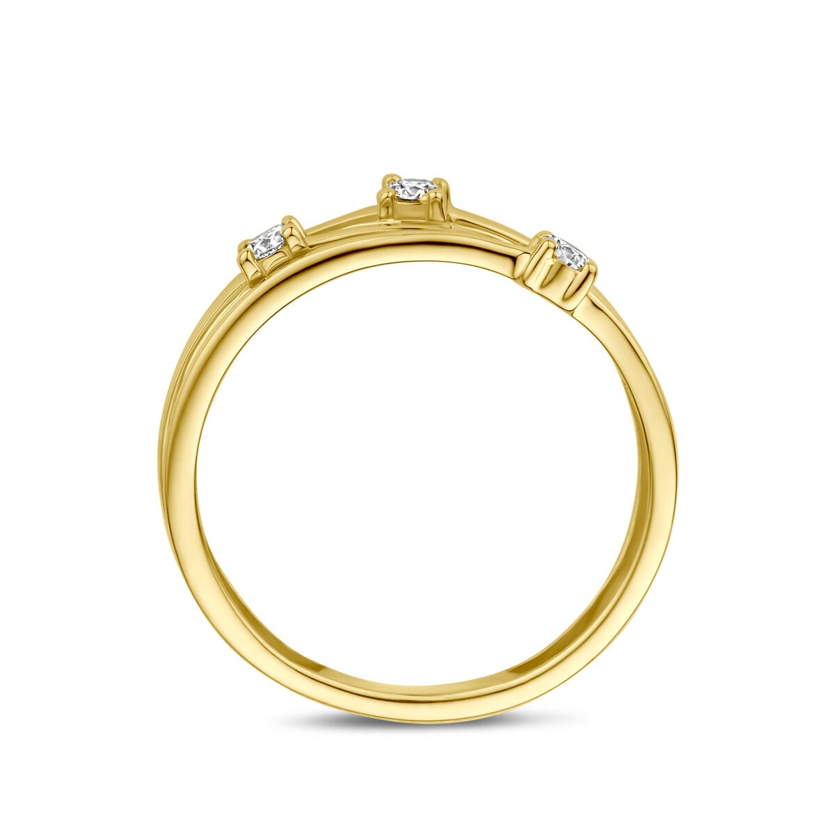 anillo de oro amarillo de 14k con diamantes cultivados en laboratorio