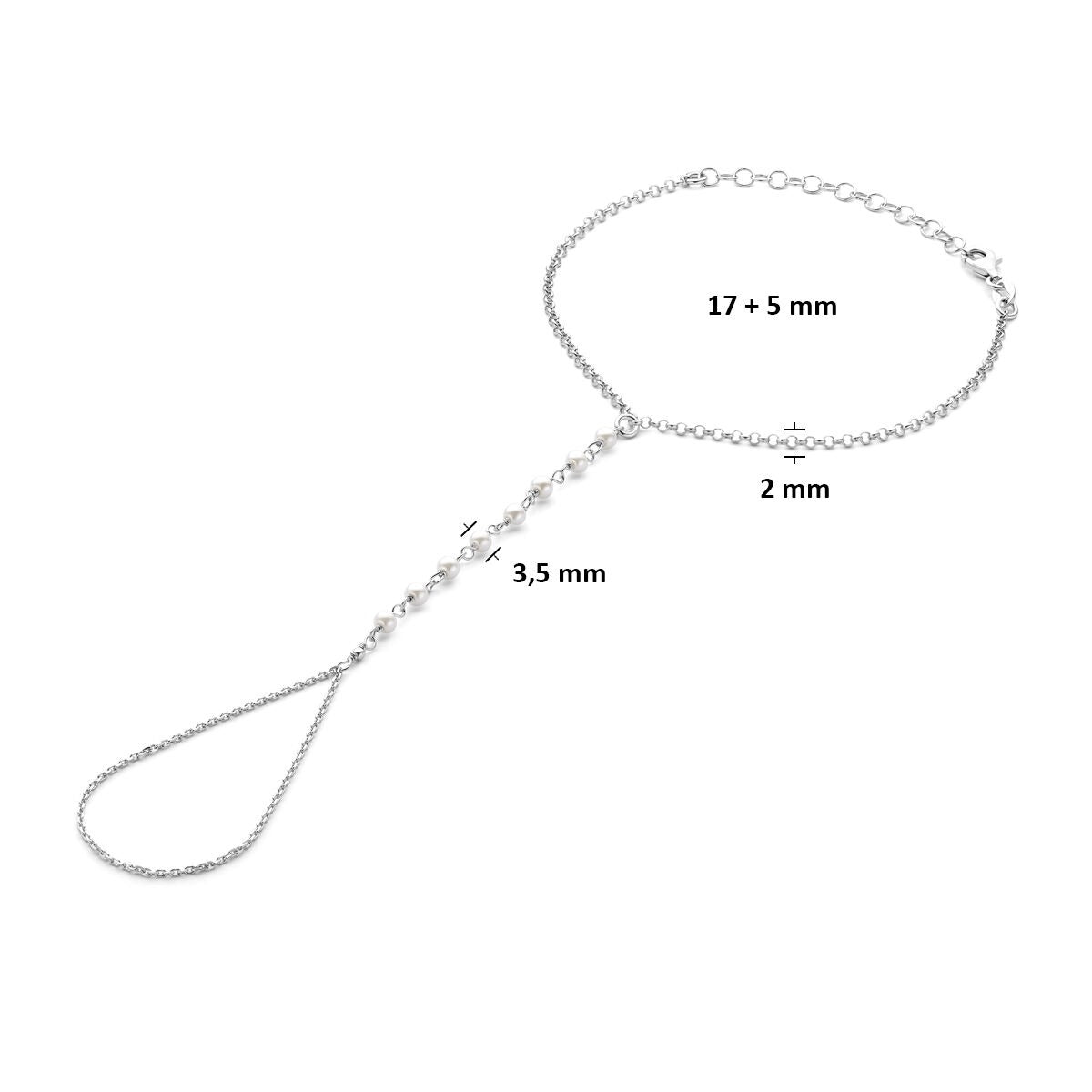 Pulsera de mujer de plata con perlas y eslabones de ancla