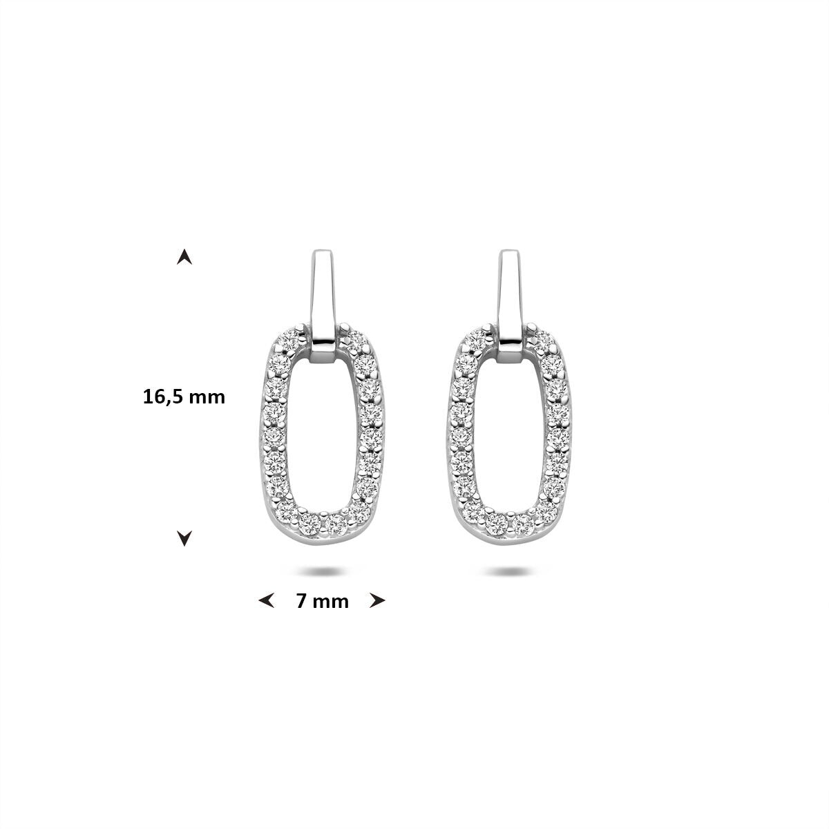 Pendientes de botón de plata con entorno de circonitas 16,5 mm