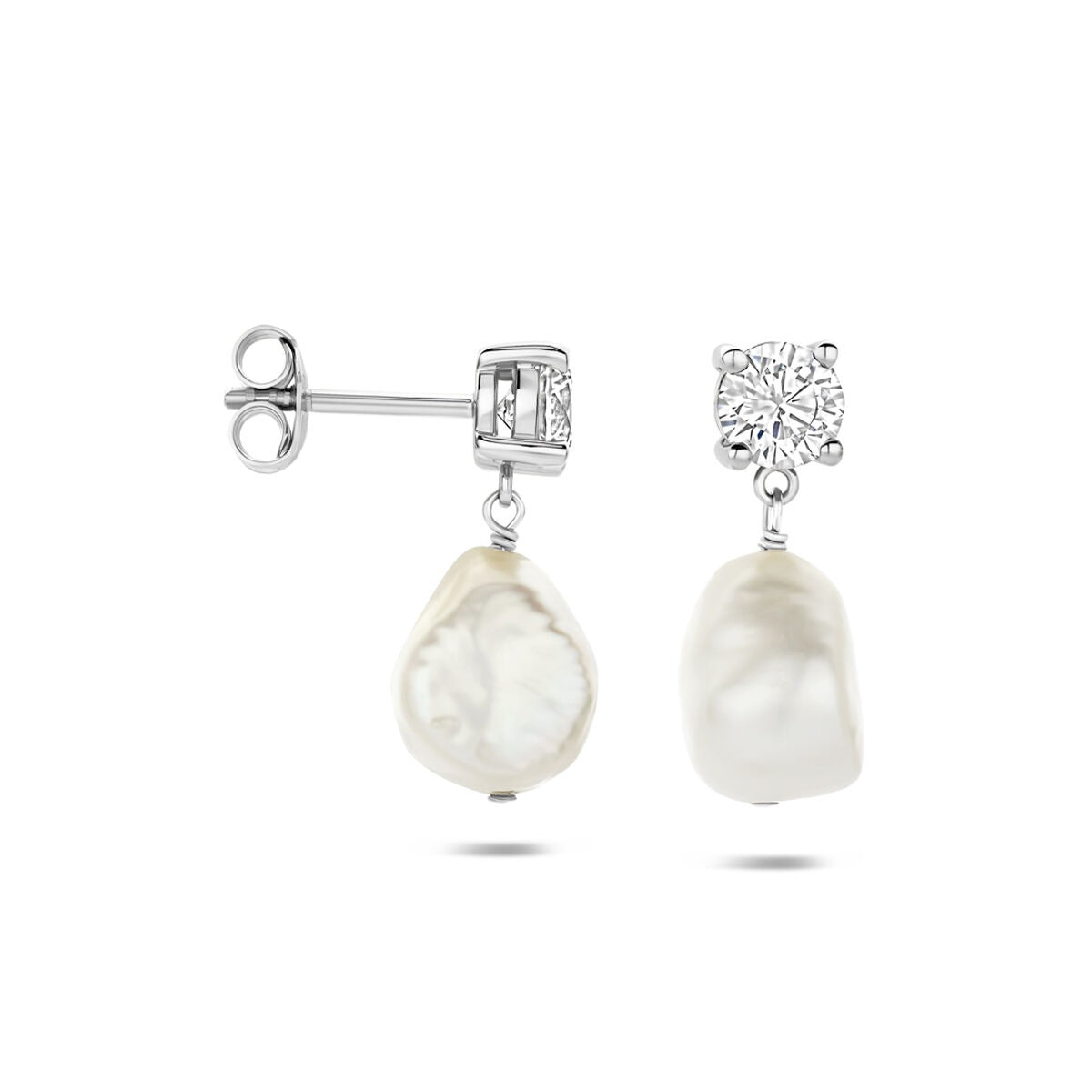 Aros de plata 925 con perla y circonita