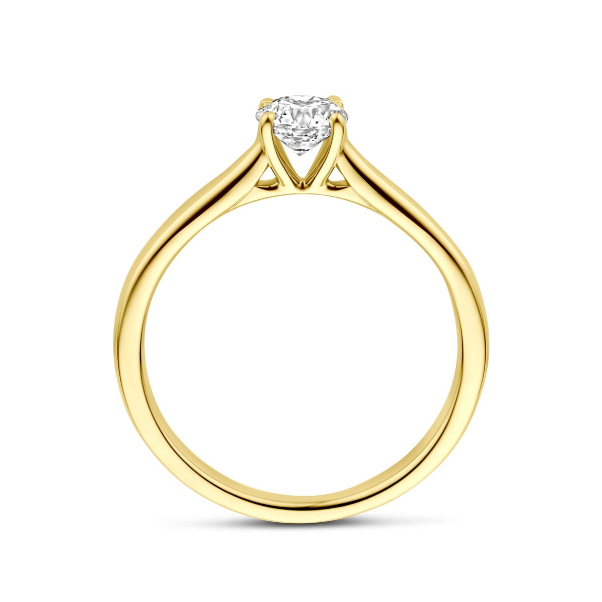 Anillo de oro amarillo de 14k con diamante cultivado en laboratorio de 0.50ct