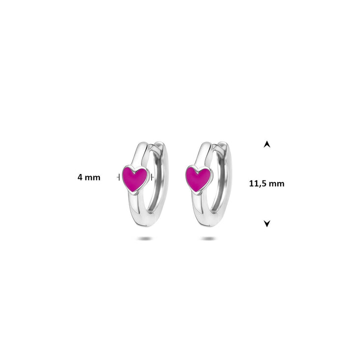Gerhodineerd 925 zilveren klapoorringen met roze hartje
