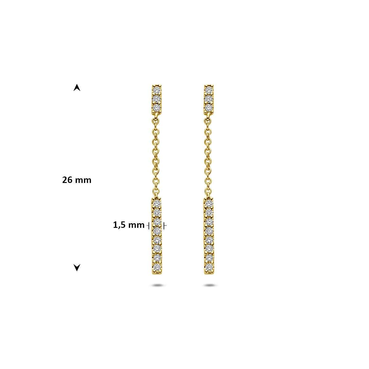 Aros de oro amarillo de 14k con diamante