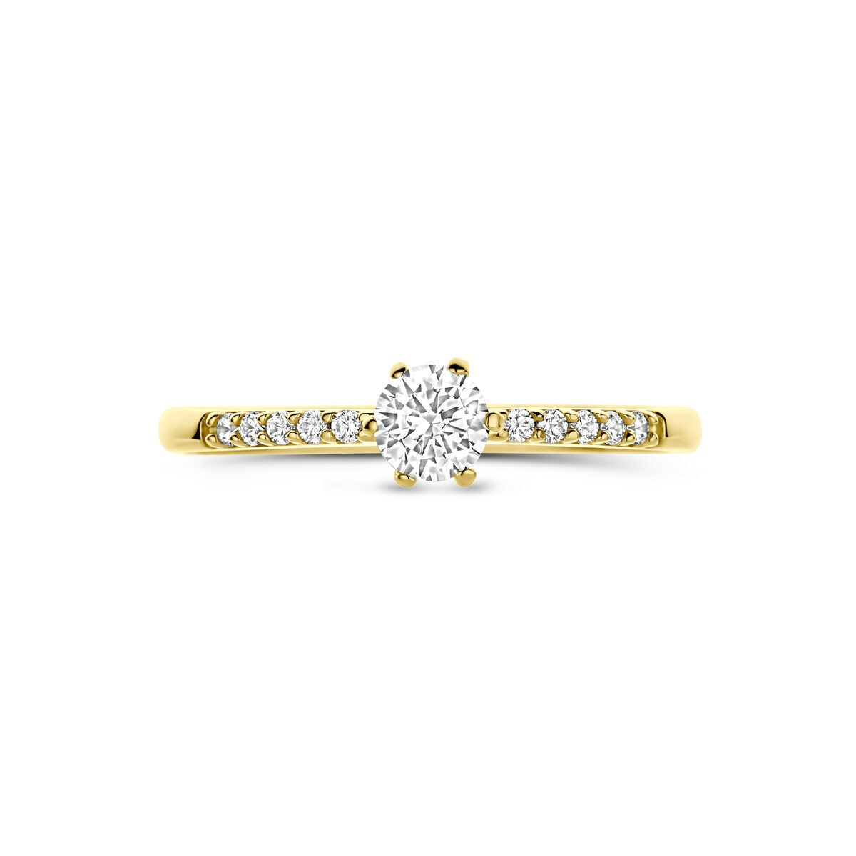 Anillo de mujer en oro amarillo con circonitas – 14k oro amarillo