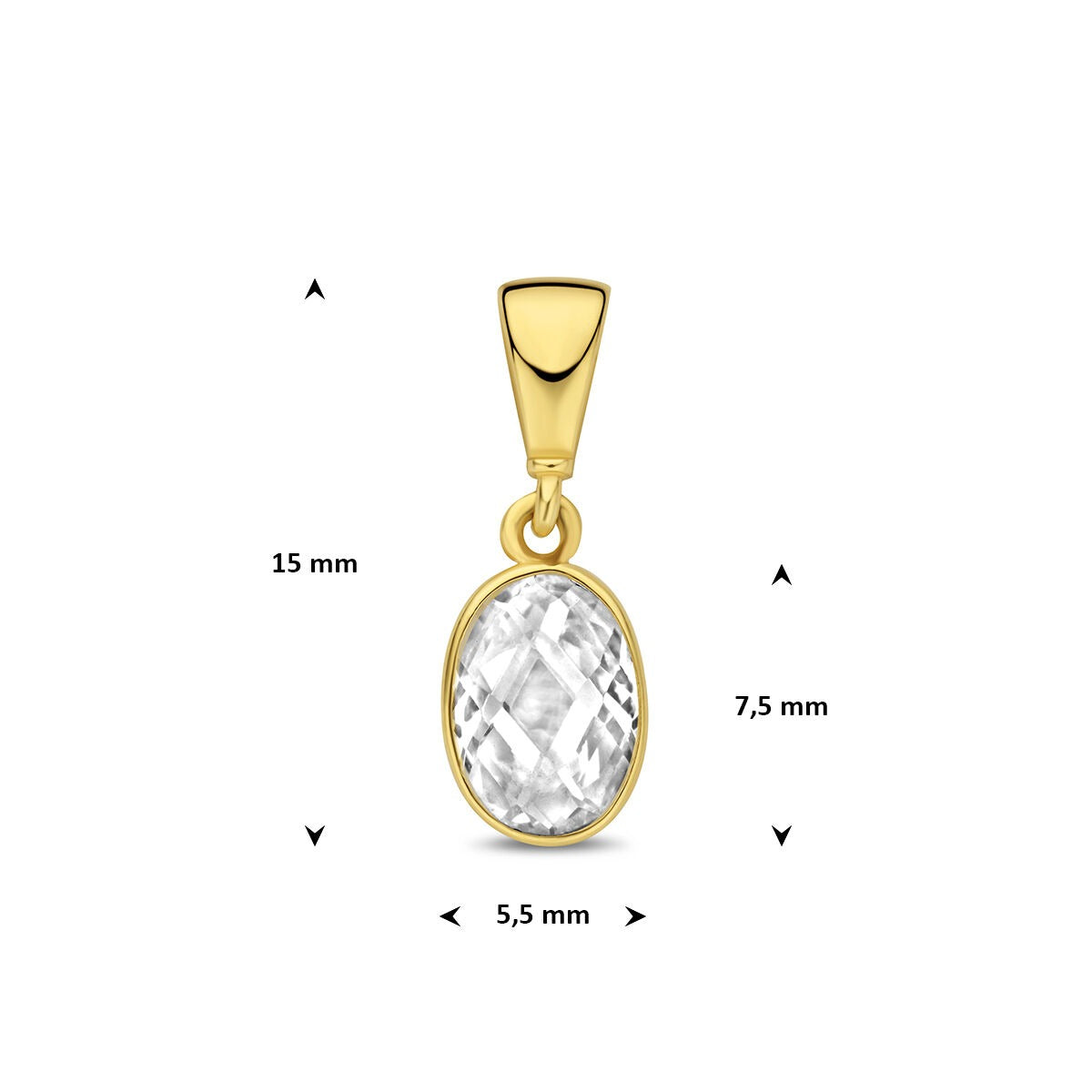 colgante de oro amarillo con zirconia ovalada