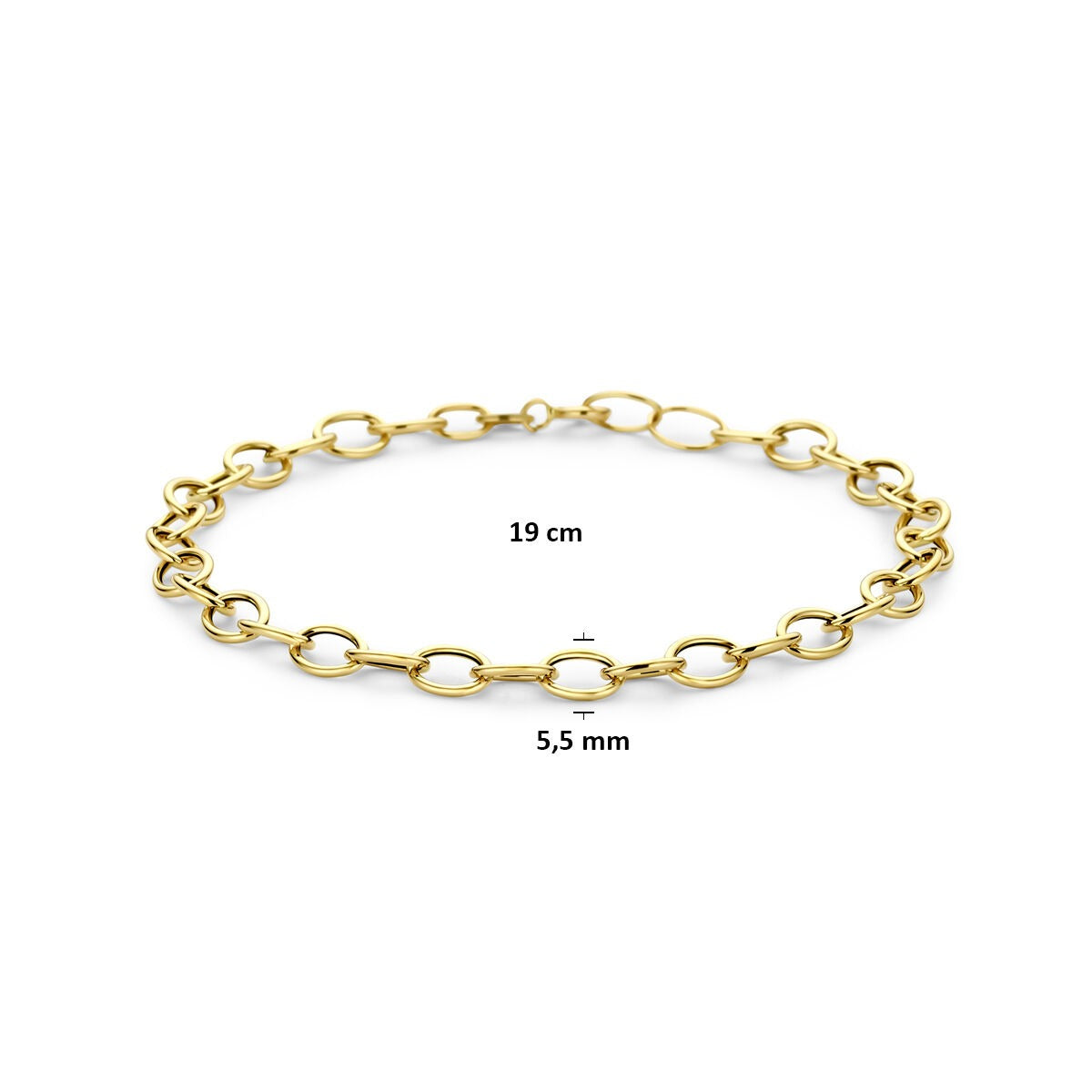 pulsera de oro amarillo con eslabones de ancla