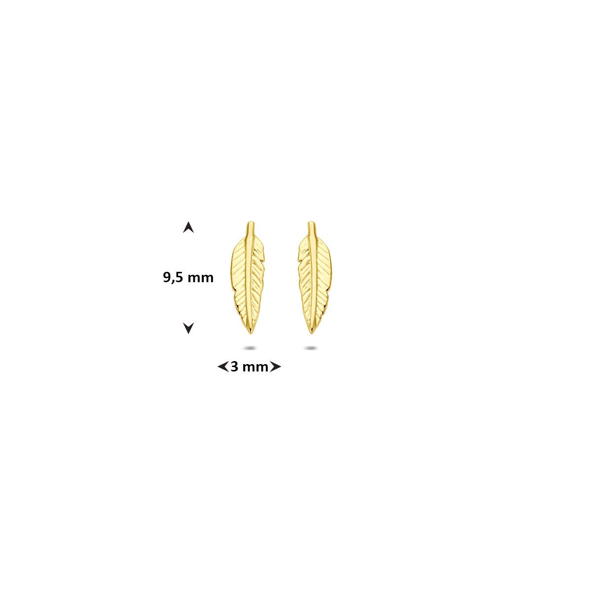 pendientes de botón de oro amarillo – diseño en forma de hoja