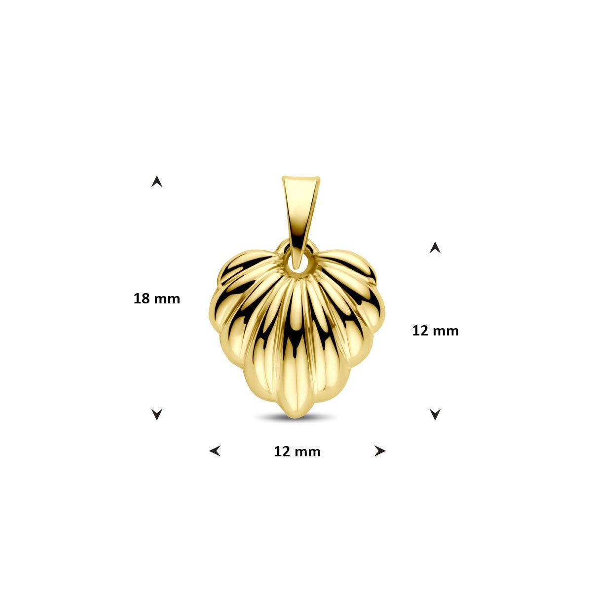 colgante de corazones de oro amarillo 18 mm
