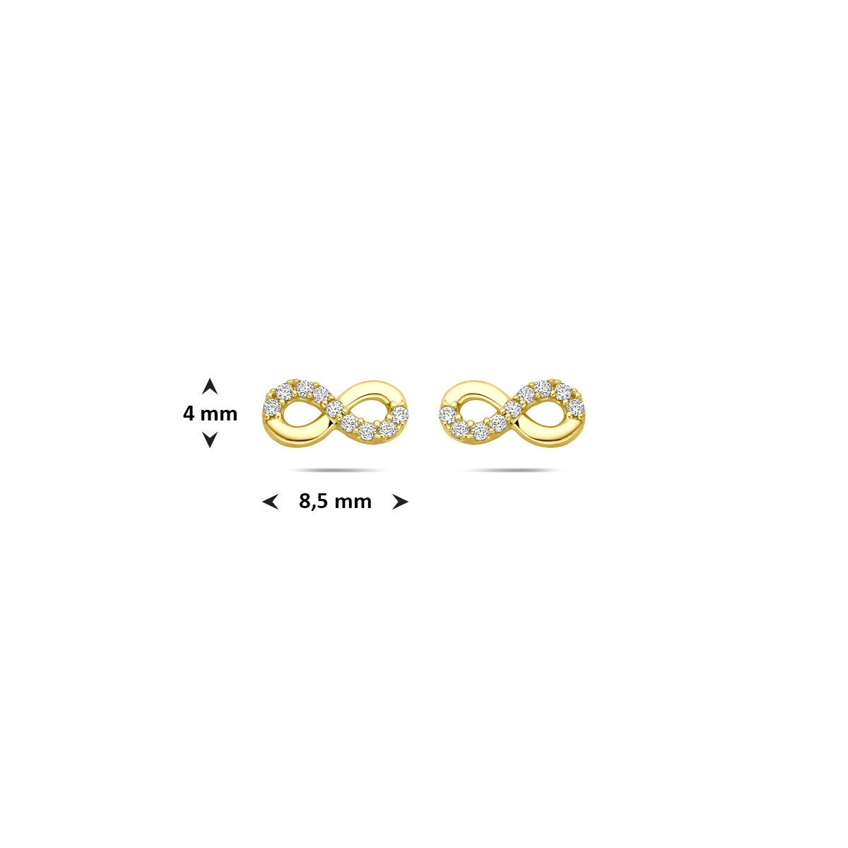 Pendientes de botón de oro con circonitas – 14k