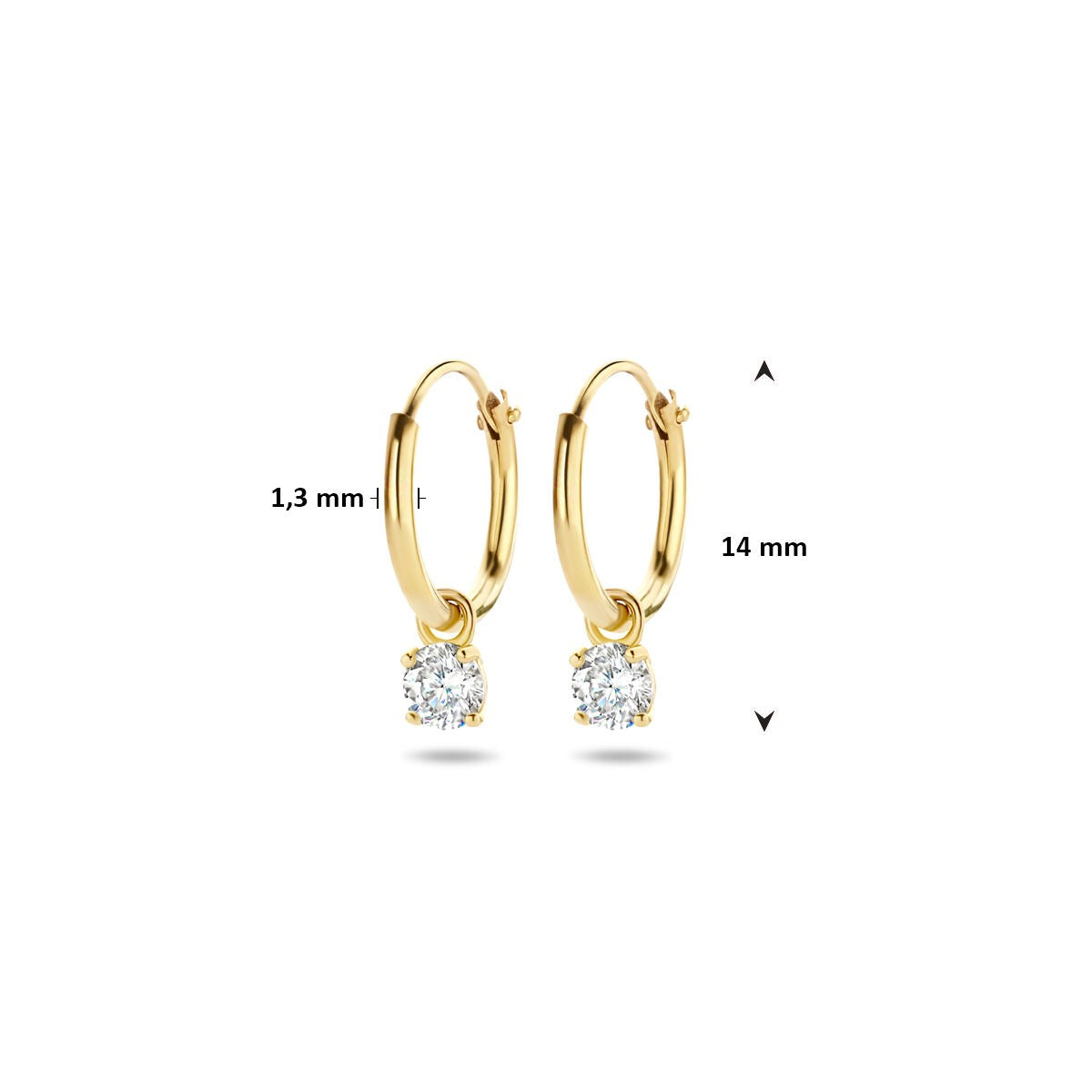 Aros de oro con circonitas – 14k, engastado en chatón