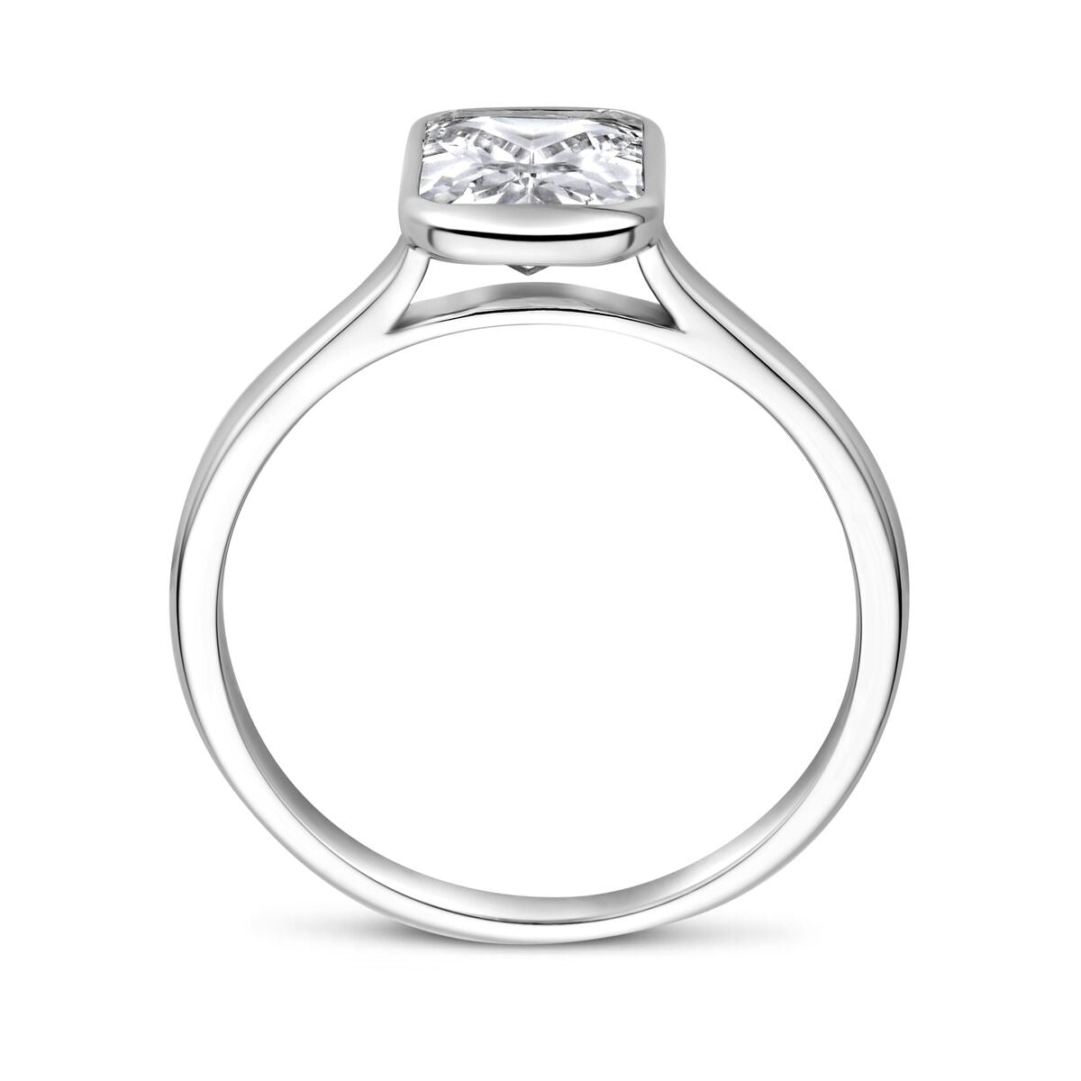 Anillo de mujer de plata con zircón de corte esmeralda – plata 925 rodiada