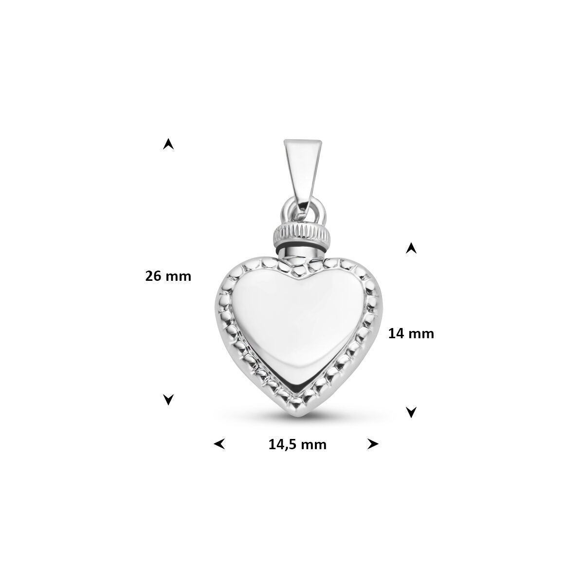 Colgante de urna en forma de corazón de plata – plata 925 rodiada