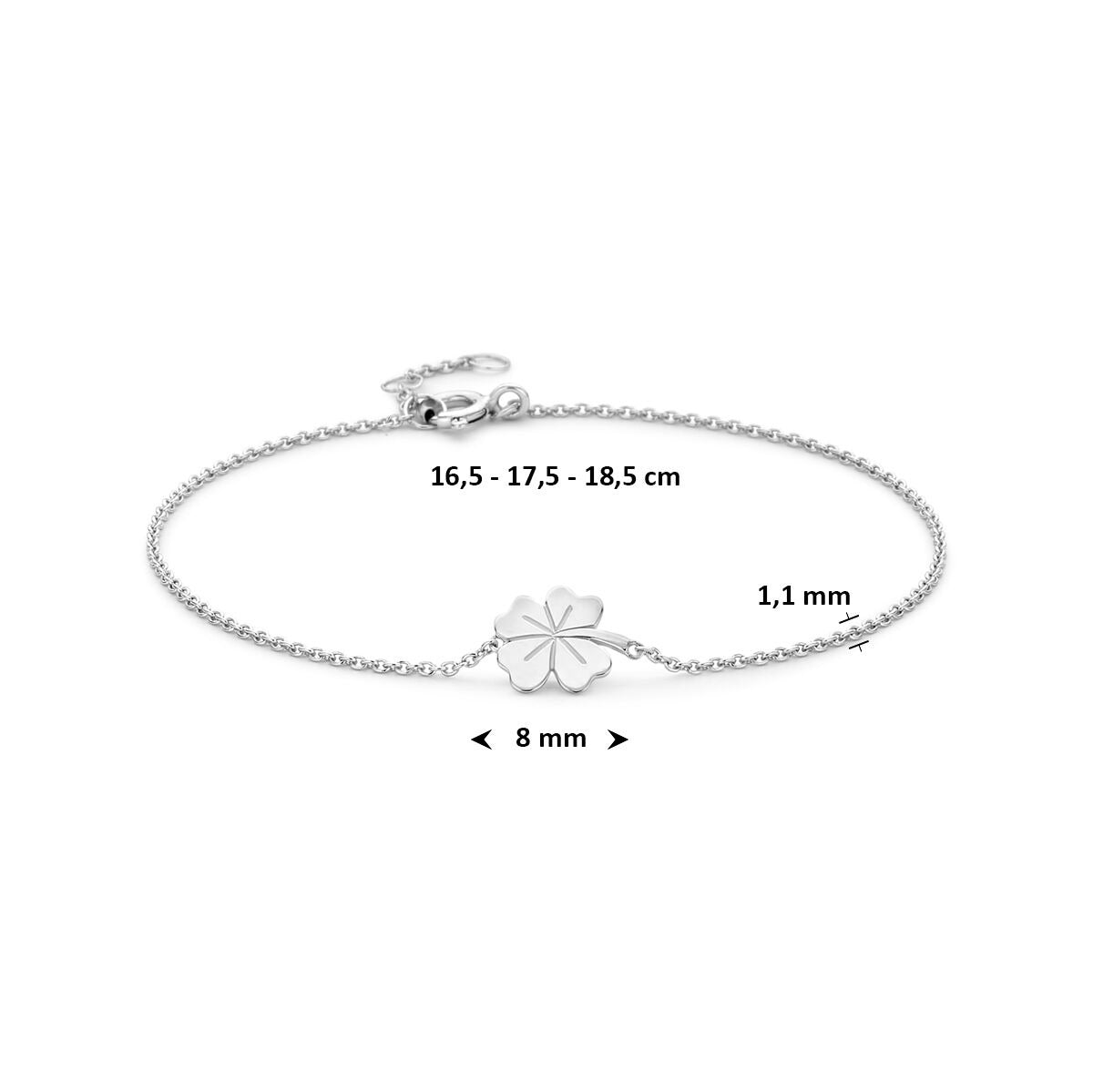 Pulsera de trébol de plata rodiada