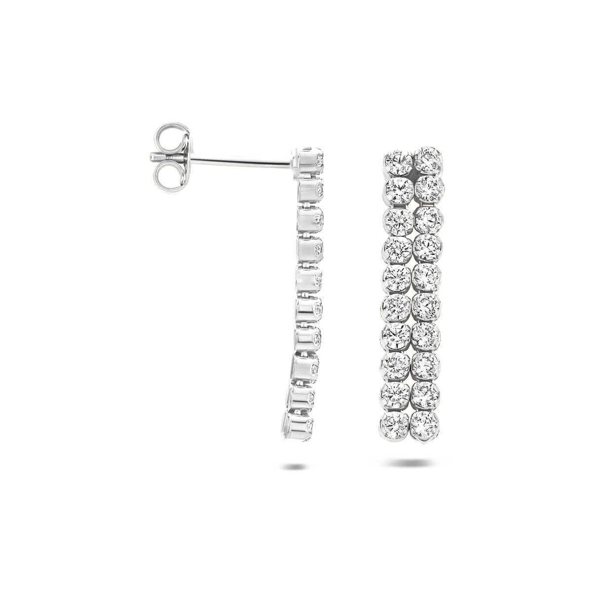 Pendientes de plata 925 rodiados con circonitas 24 x 5 mm
