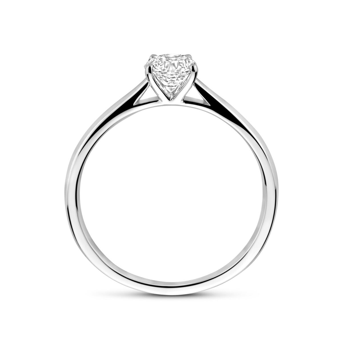 Anillo de mujer de oro blanco de 14k con diamante cultivado en laboratorio de 0.50ct