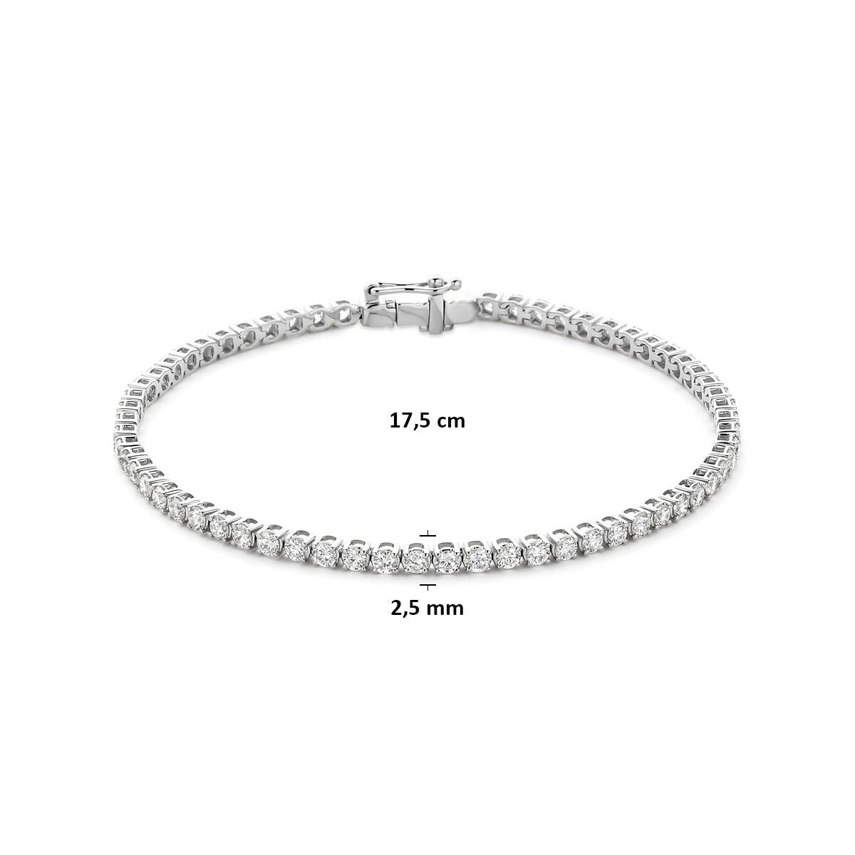 Pulsera de tenis de oro blanco de 14k con diamante cultivado en laboratorio