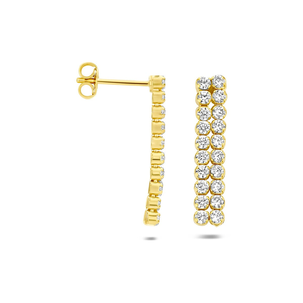 Pendientes chapados en oro de plata 925 con circonitas 24 x 5 mm