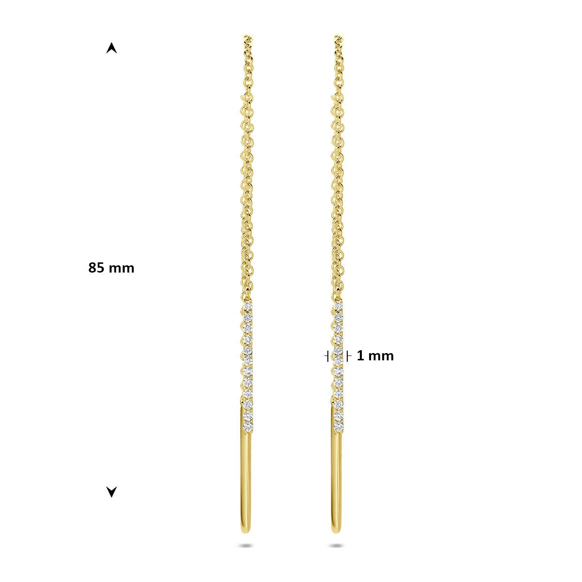 Pendientes de oro amarillo de 14k con diamante