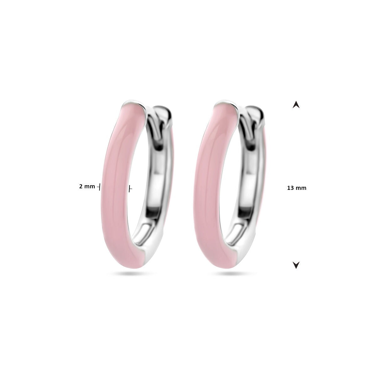 Aros de plata rodiada con esmalte rosa