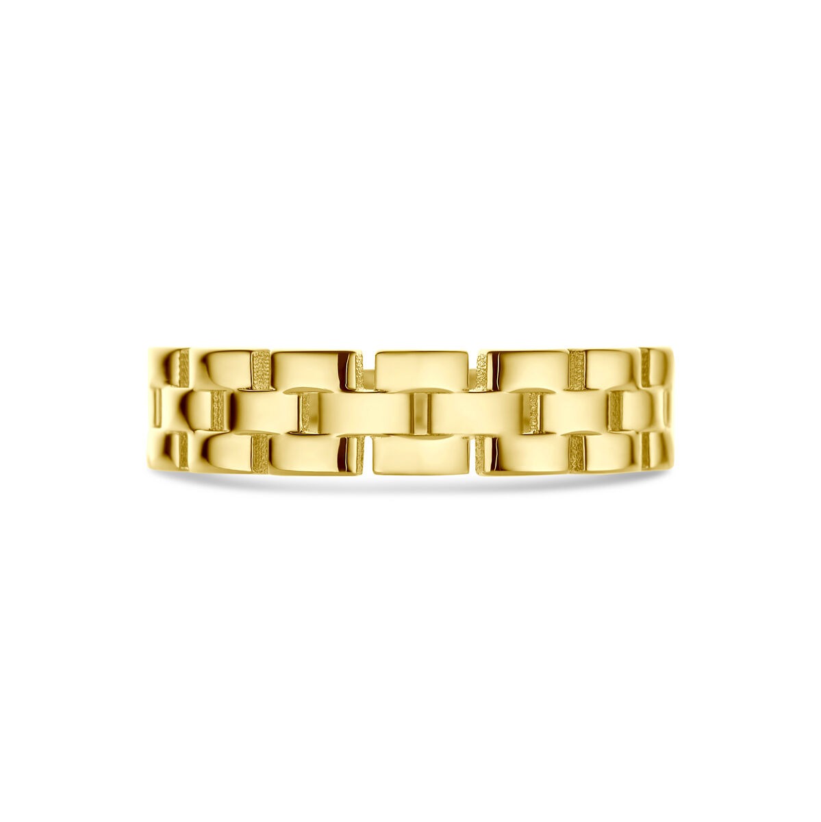 anillo de mujer en oro amarillo de 9k con motivo de eslabones – 4,5 mm de ancho