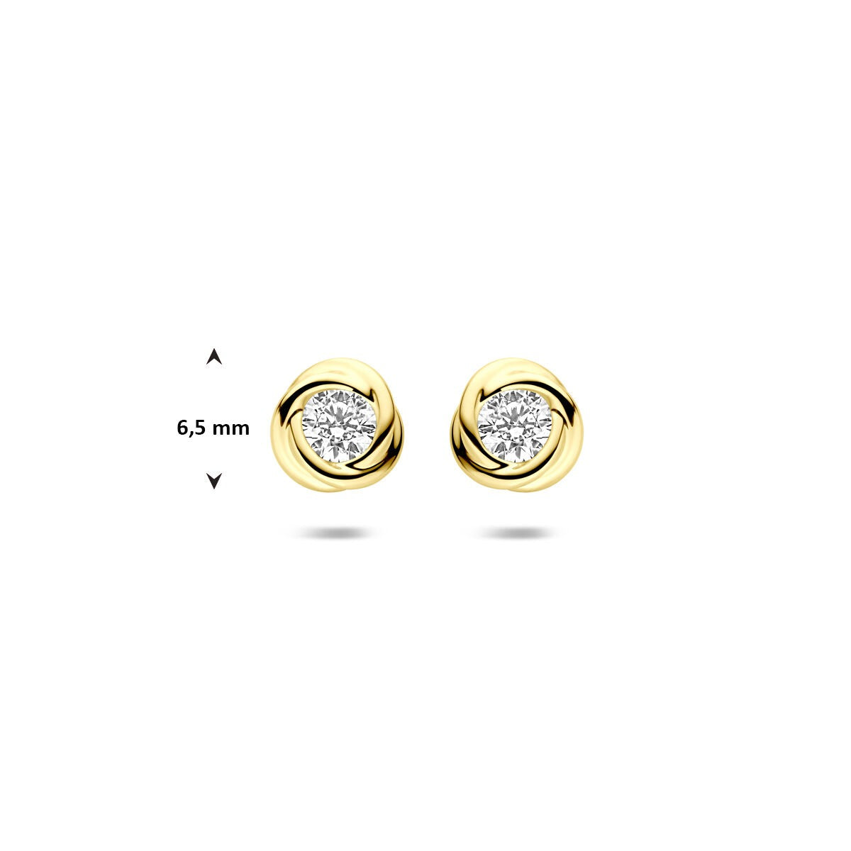 Pendientes de botón de oro 14k con circonitas - Montura solitaria