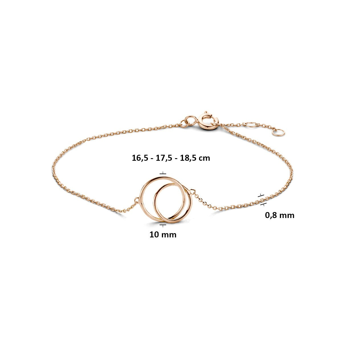 pulsera de mujer de oro rosa con círculos abiertos
