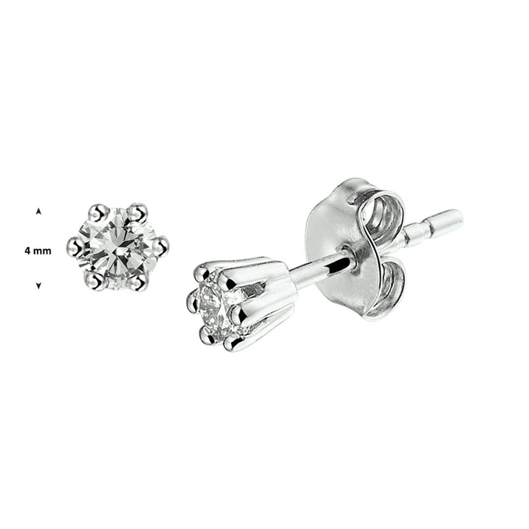 14k witgouden oorknopjes met diamant – briljant geslepen 0.10ct