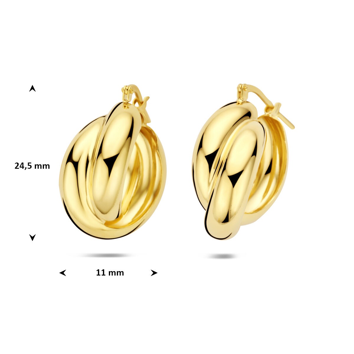 Aros chapados en oro de plata 24.5 x 11 mm