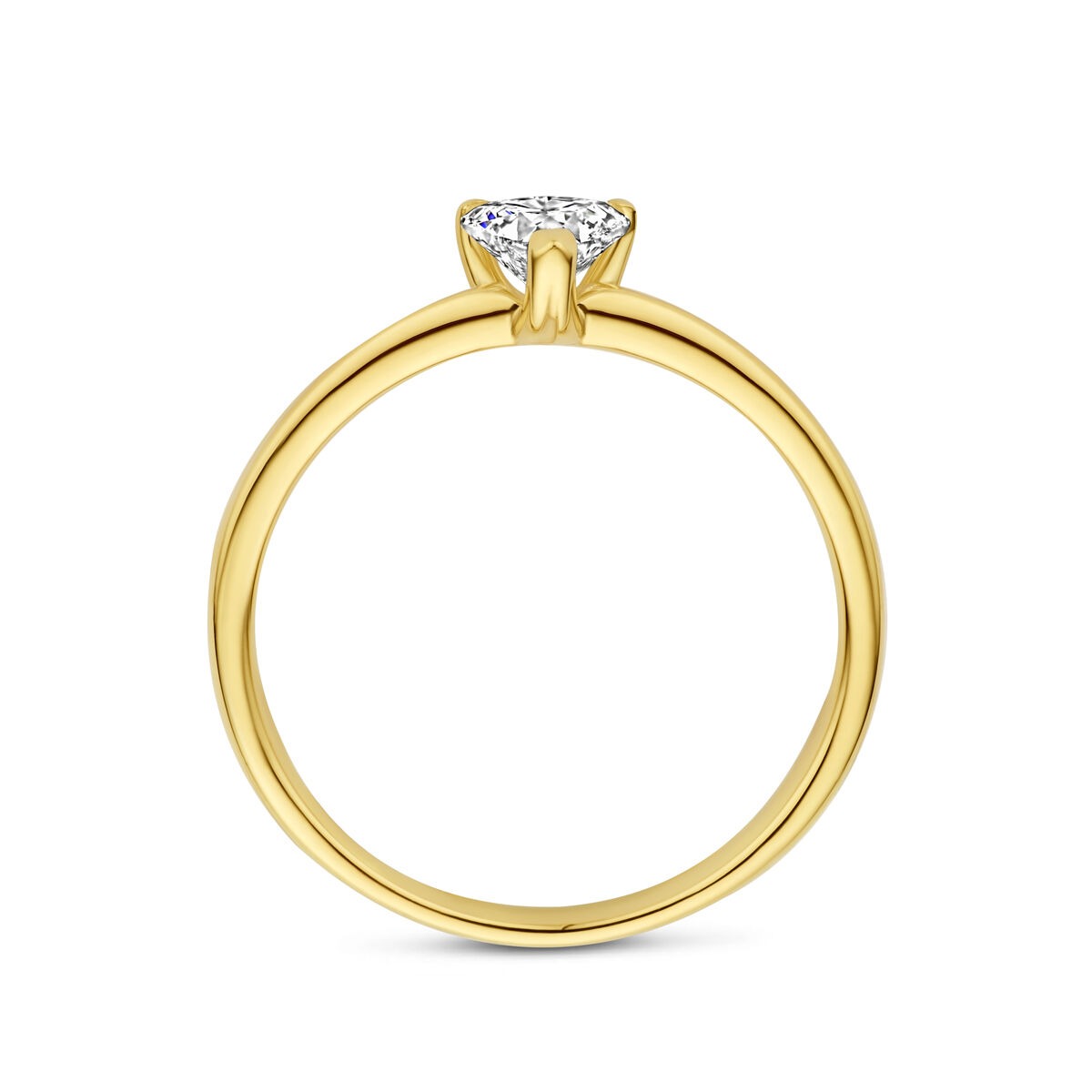 Anillo de oro amarillo de 14k con diamante lab grown en forma de corazón 0.30ct