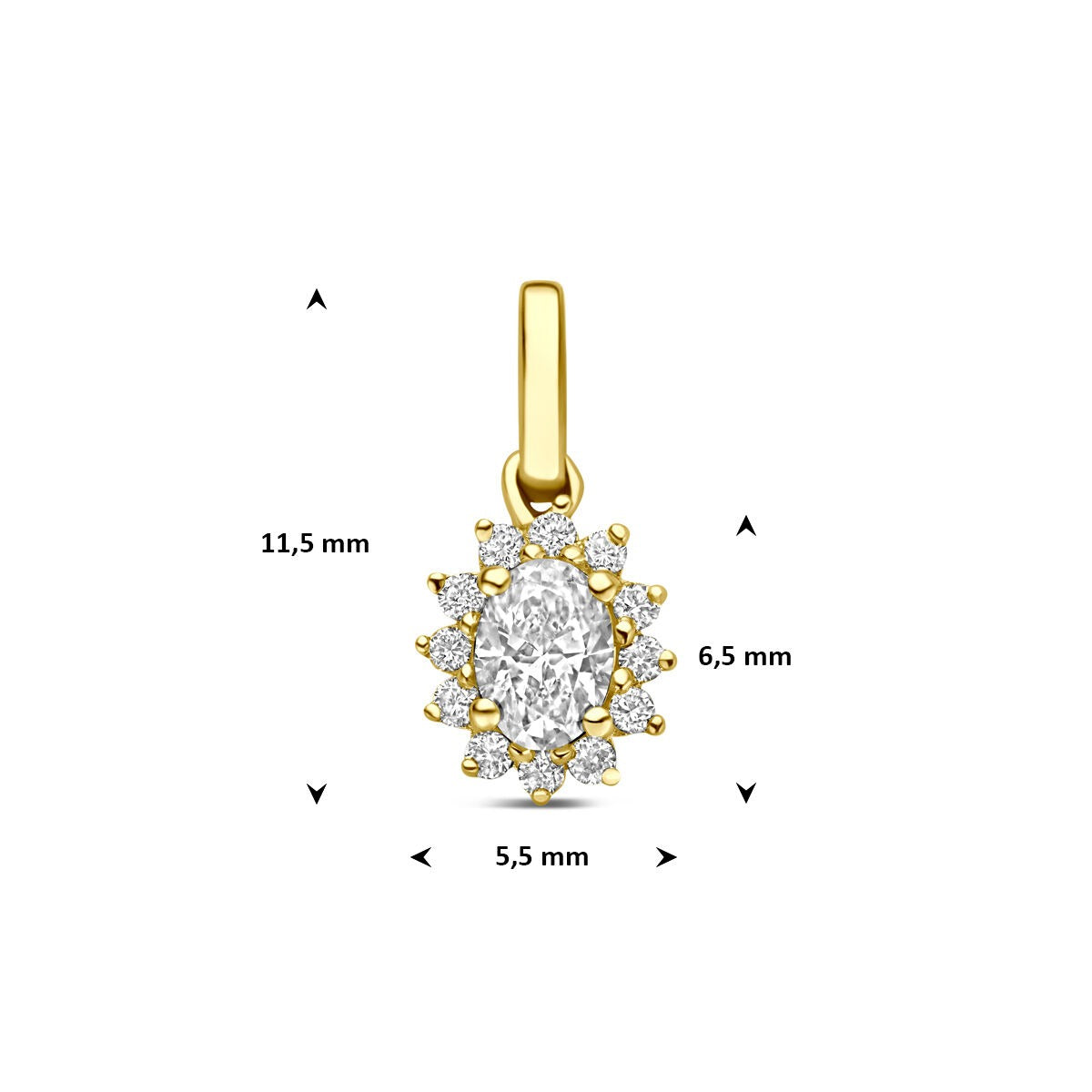 colgante de oro amarillo 14k con diamante cultivado en laboratorio 0,21 ct