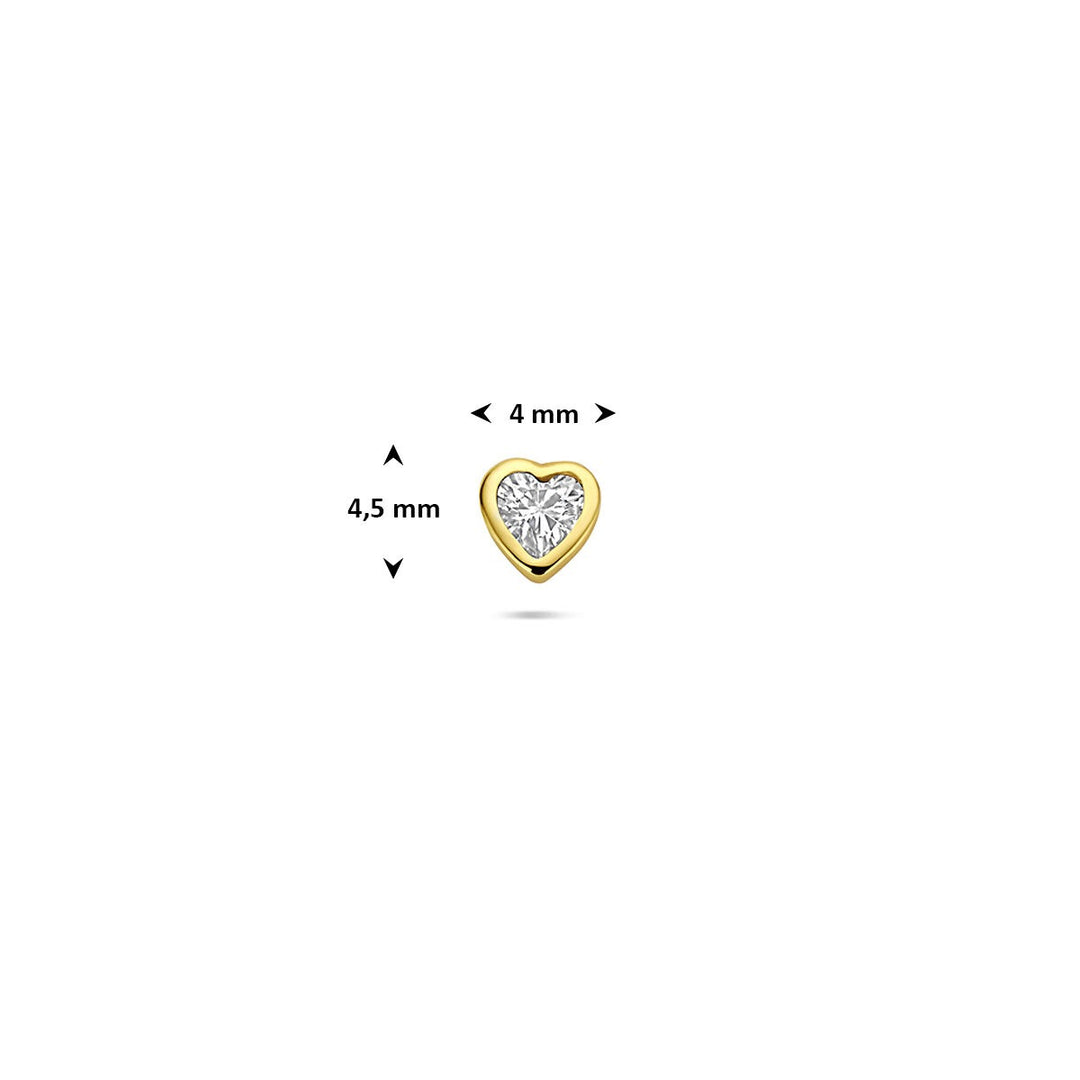 Verguld 925 zilveren flat back piercing met hartvormige zirkonia