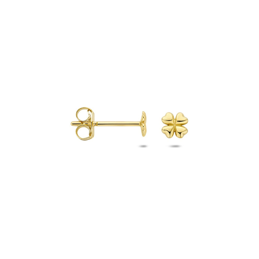 14k Geelgouden Oorknoppen Klaver