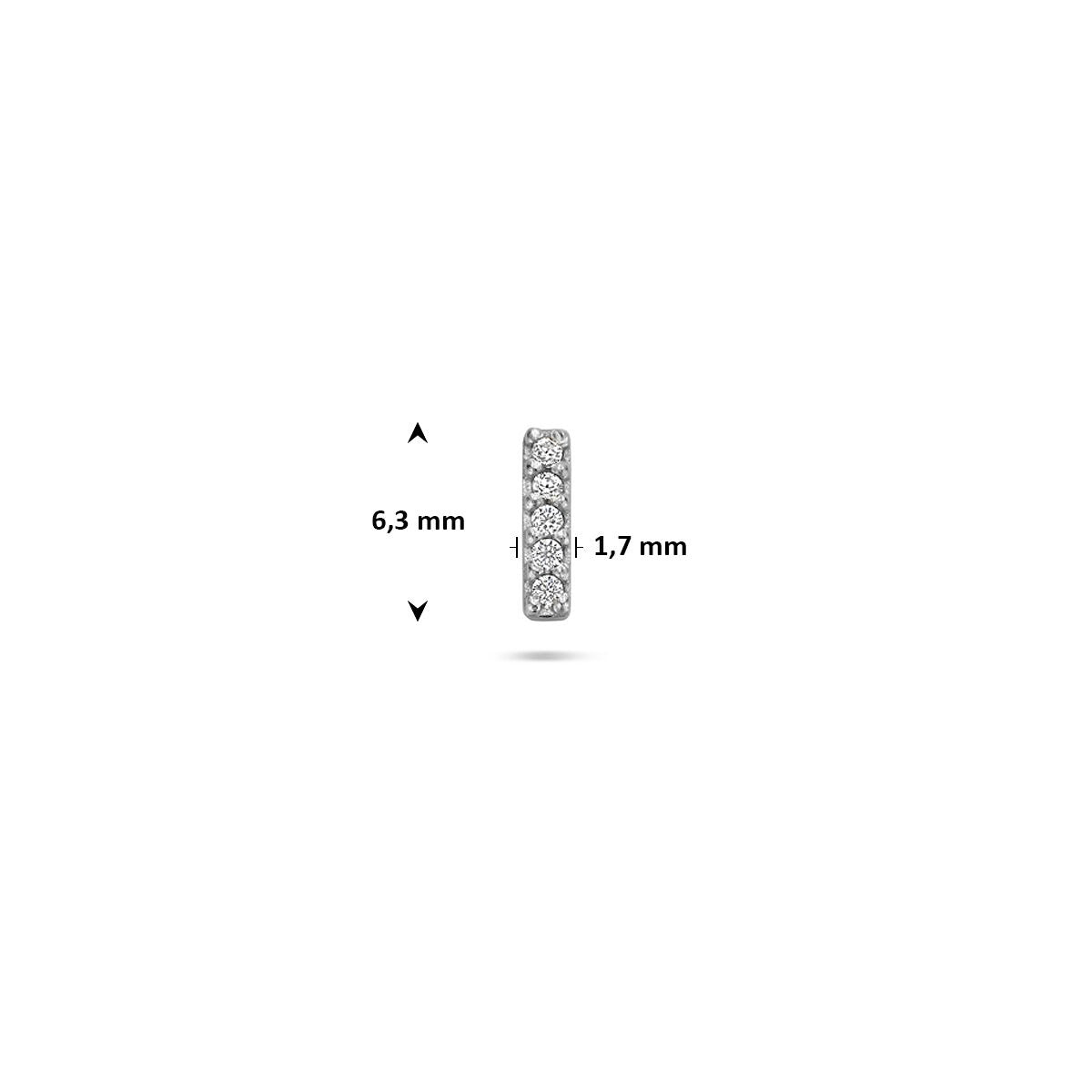 Piercing de plata rhodinado plano con circonitas en forma de barra