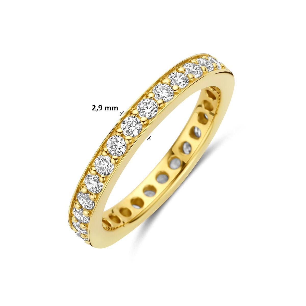 Anillo chapado en oro de plata 925 con circonita 2.9 mm